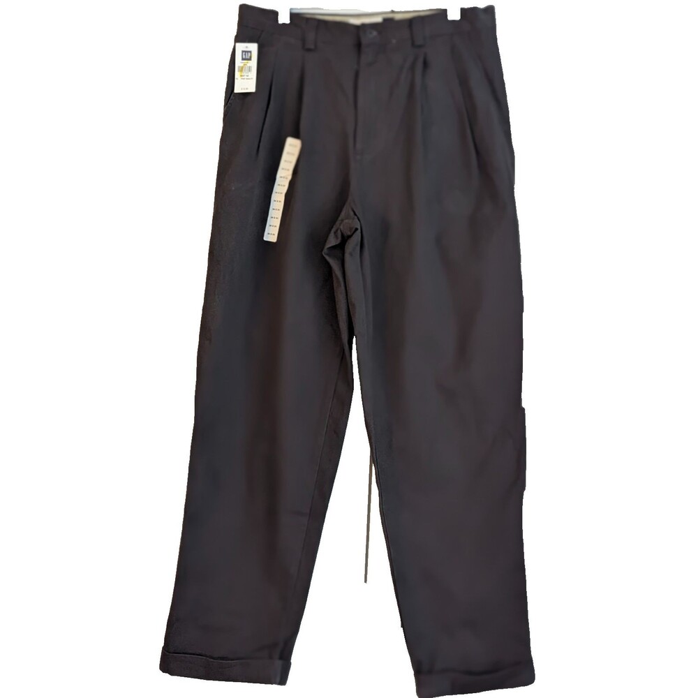 GAP Vintage Men's Chino Pants 34x31 NWT Brown Twill Cuffed Reverse Pleat Khakis
